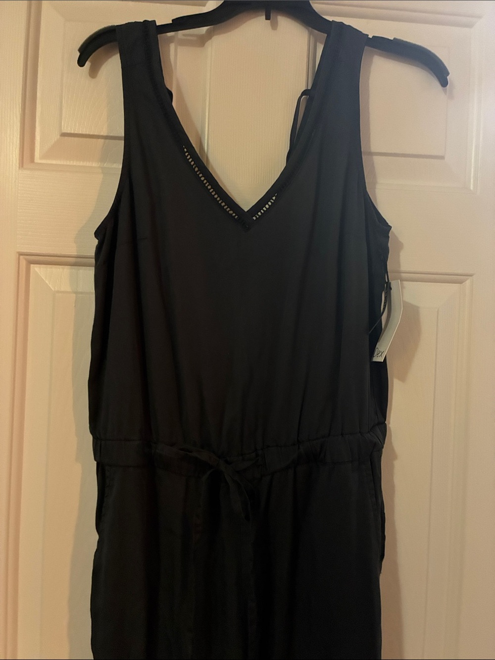 Dex Black Sleeveless V-Neck Drawstring Waist Jumpsuit